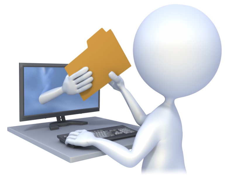 Человечек за компьютером без фона