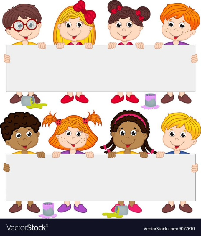 Мультяшные дети с плакатом