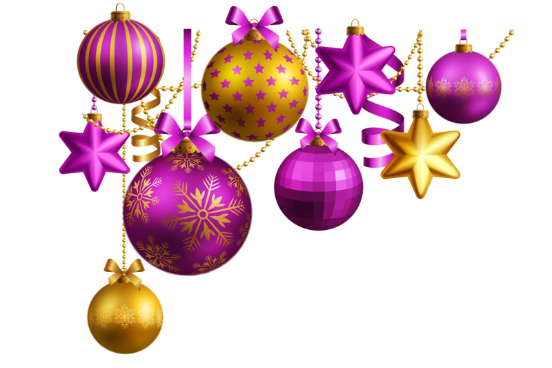 Новогодние шарики на прозрачном фоне