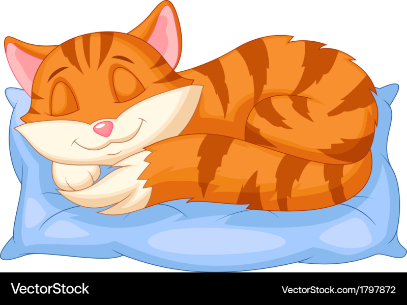 Кошка спит мультяшная