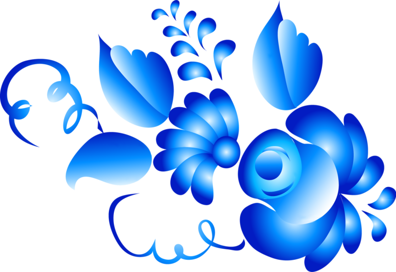 Гжель роспись на прозрачном фоне