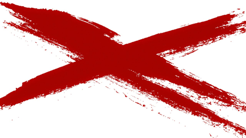 Крест красный краской