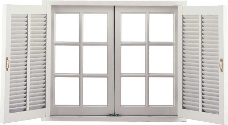 Открытые ставни на окнах