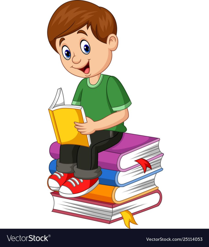 Мальчик сидит на книжках