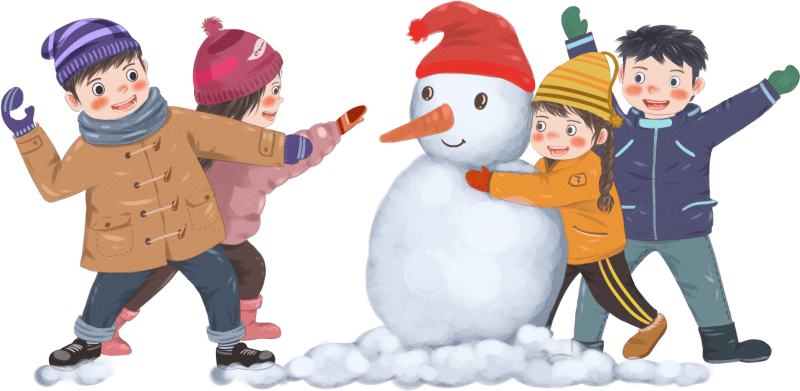 Дети лепят снеговика