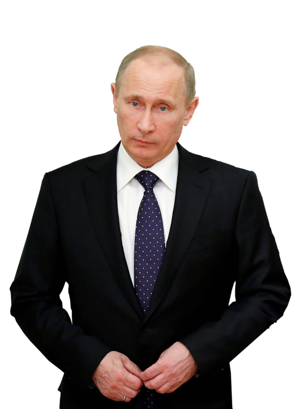 Владимир Путин в полный рост на белом фоне