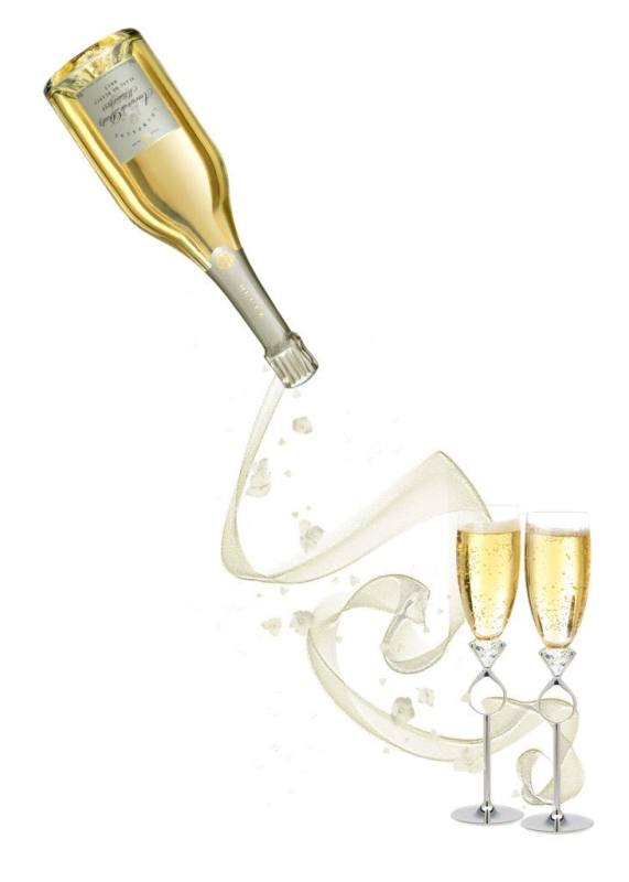 Фужер с шампанским на прозрачном фоне