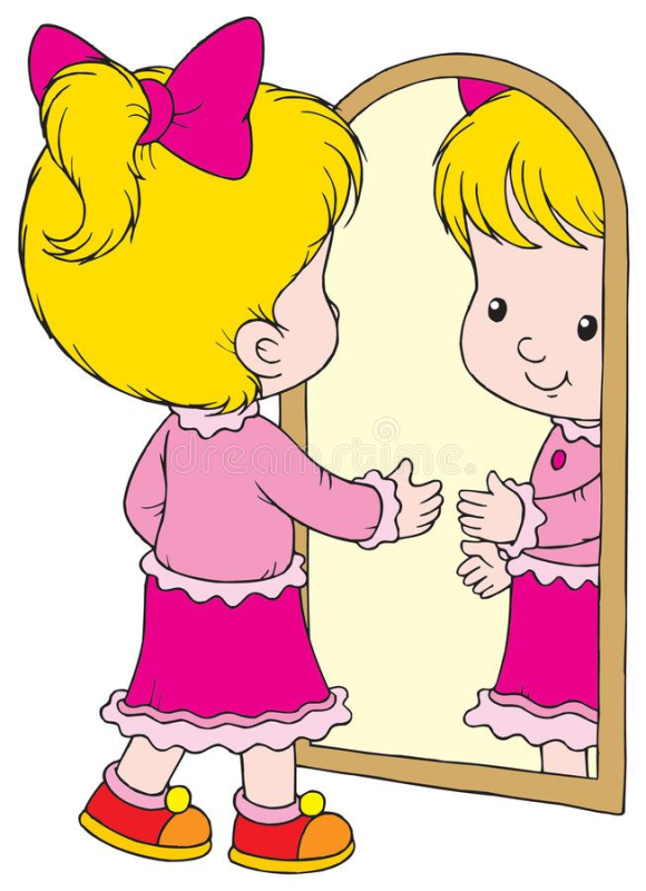 Ребенок смотрится в зеркало