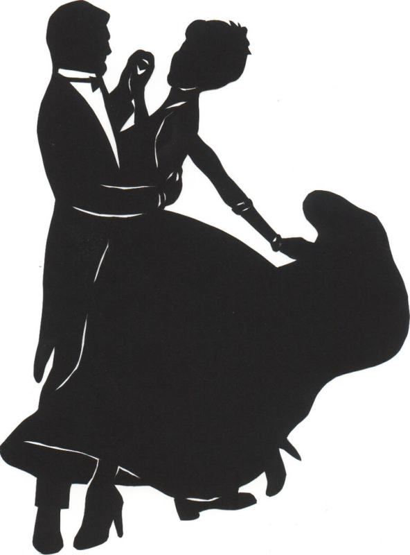 Силуэты танцующих пар на балу