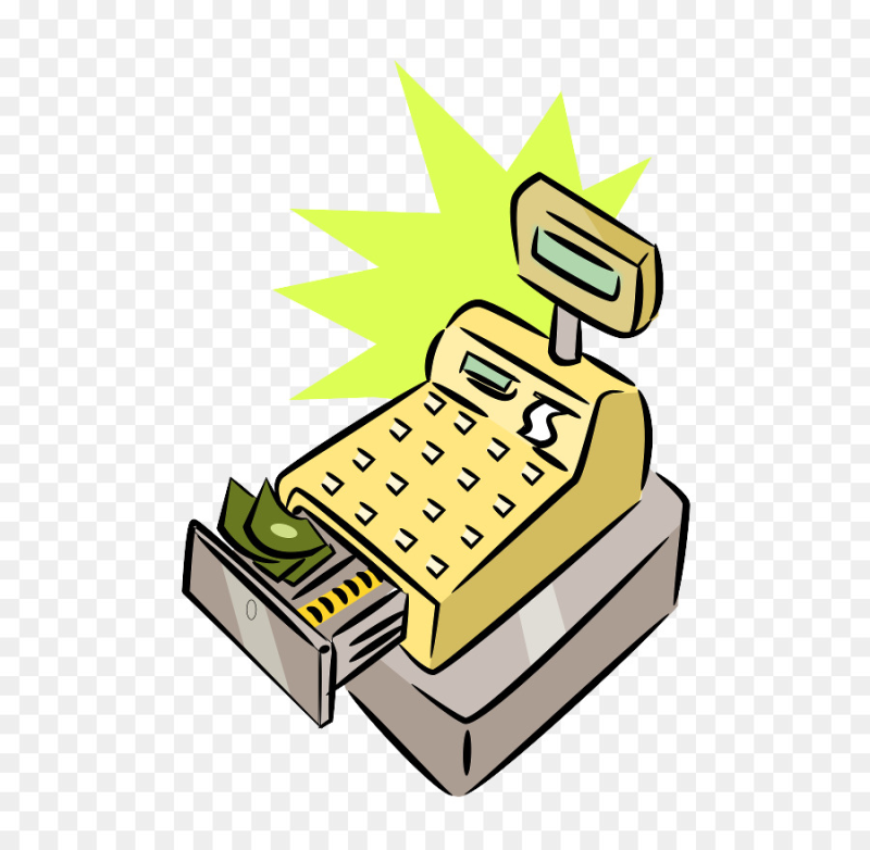 Кассовый аппарат с деньгами