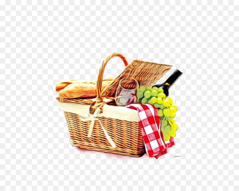 Плетеная корзина с продуктами