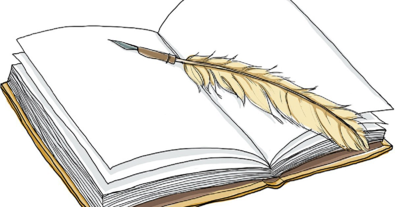 Открытая книга с пером