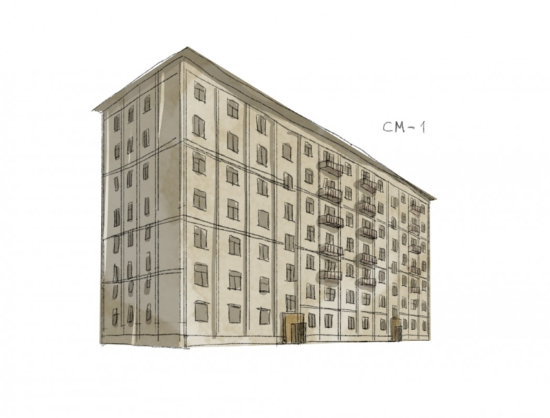 Перспектива хрущевка снизу