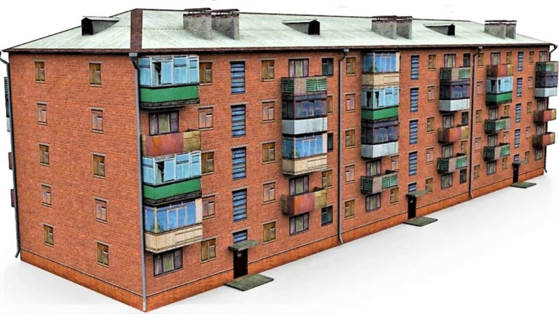Кирпичная четырехэтажка хрущевка
