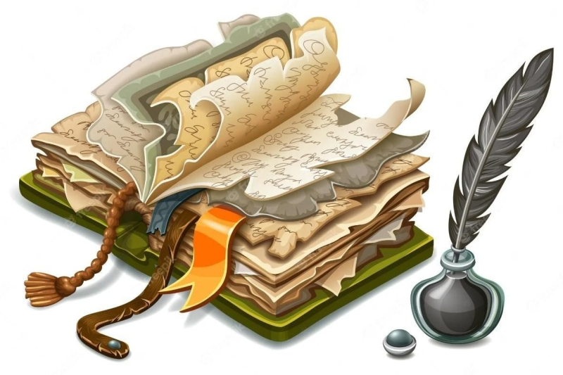 Книжка с пером на прозрачном фоне