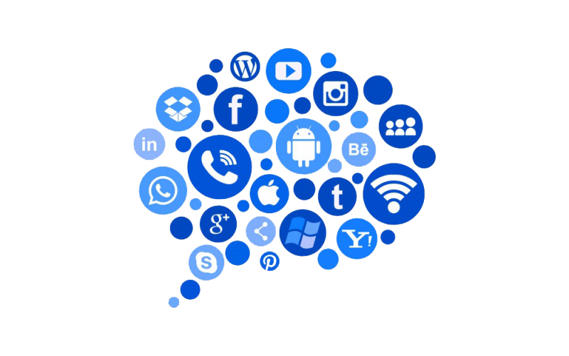 Социальные сети на белом фоне