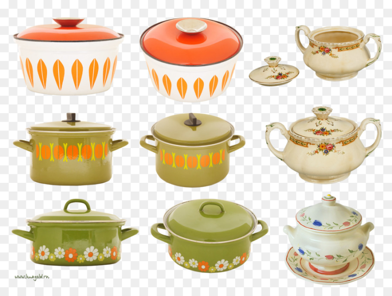 Кухонная посуда на прозрачном фоне