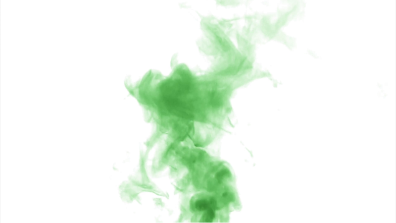 Зеленый дым на белом фоне
