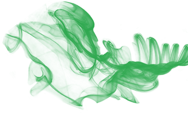 Зеленый дым на прозрачном фоне