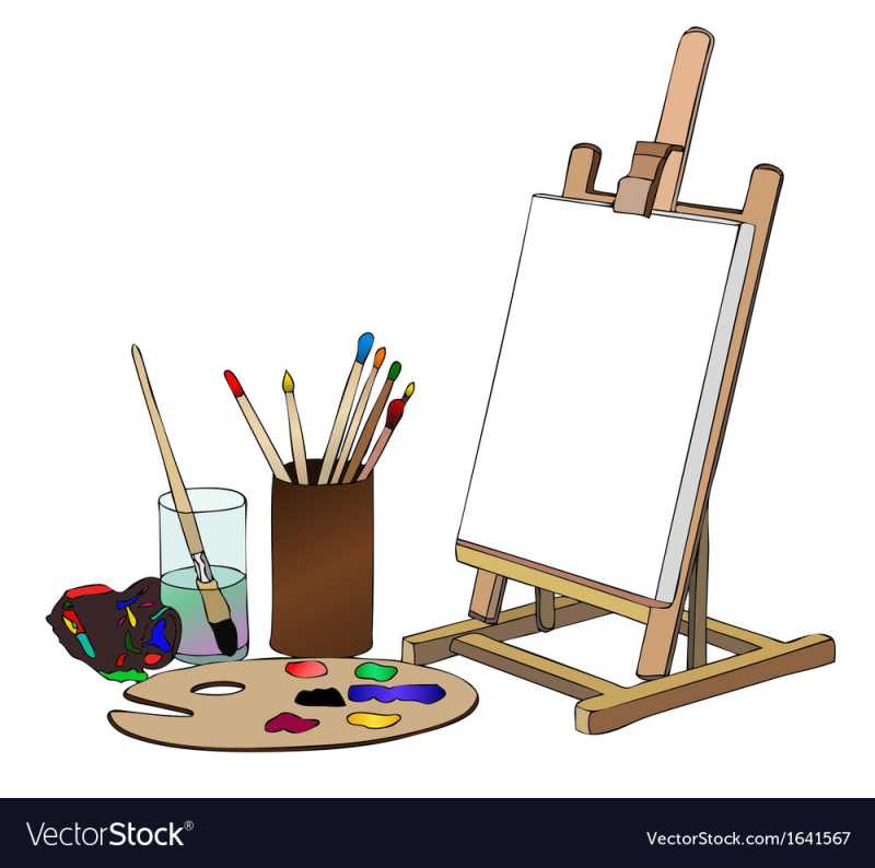 Мольберт с палитрой и красками