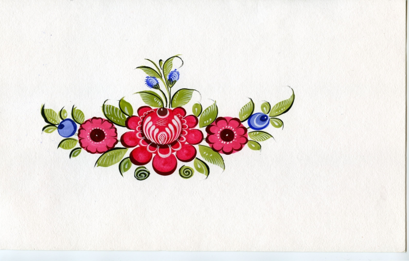 Городецкая роспись элементы цветочной росписи