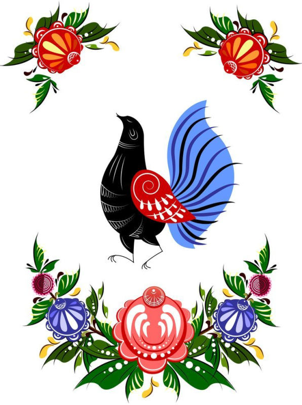 Городецкая роспись элементы фазан