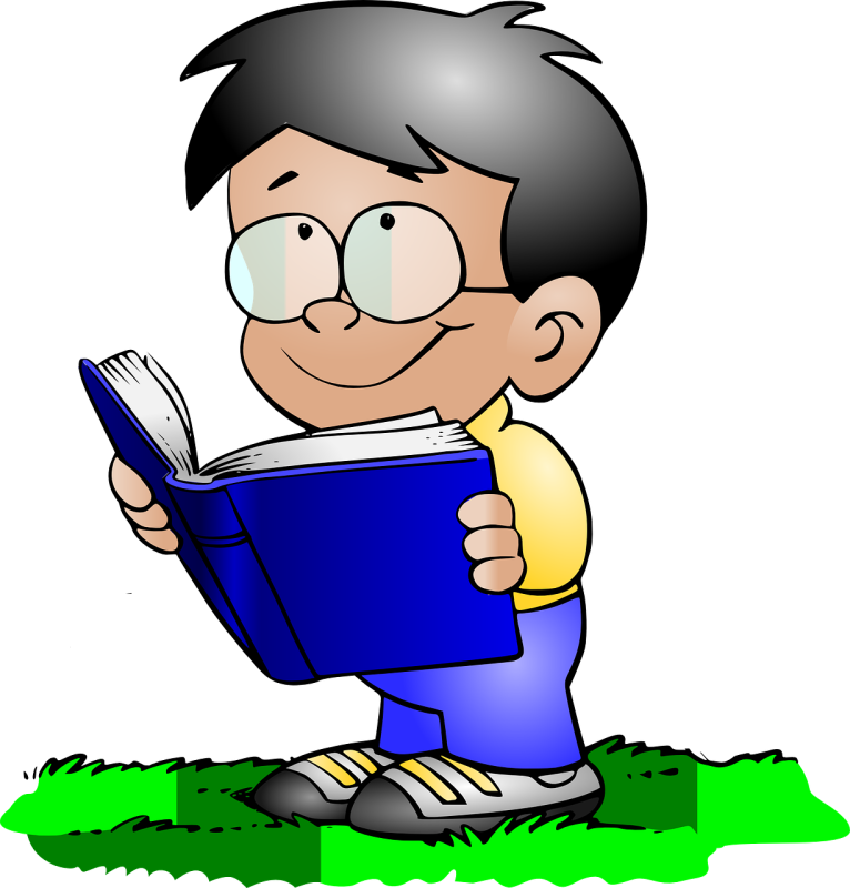 Мультяшный мальчик с книгой