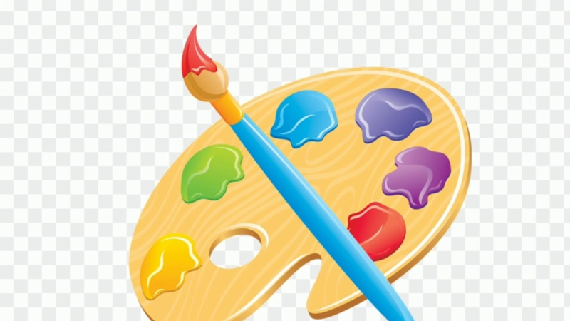 Палитра с красками на прозрачном фоне