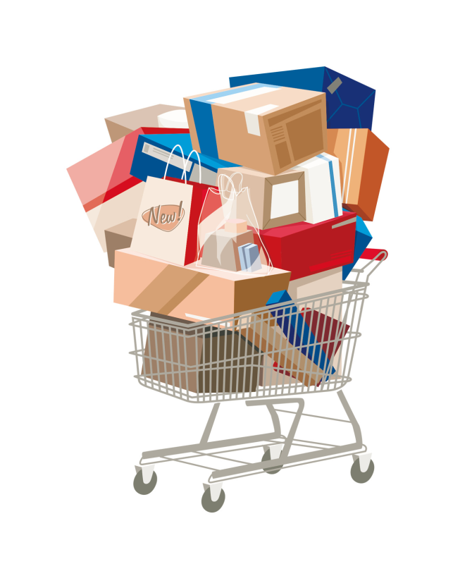 Тележка с товарами вектор