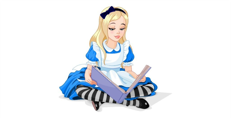 Алиса в стране чудес на белом фоне