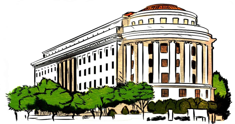 Здание вуза на прозрачном фоне