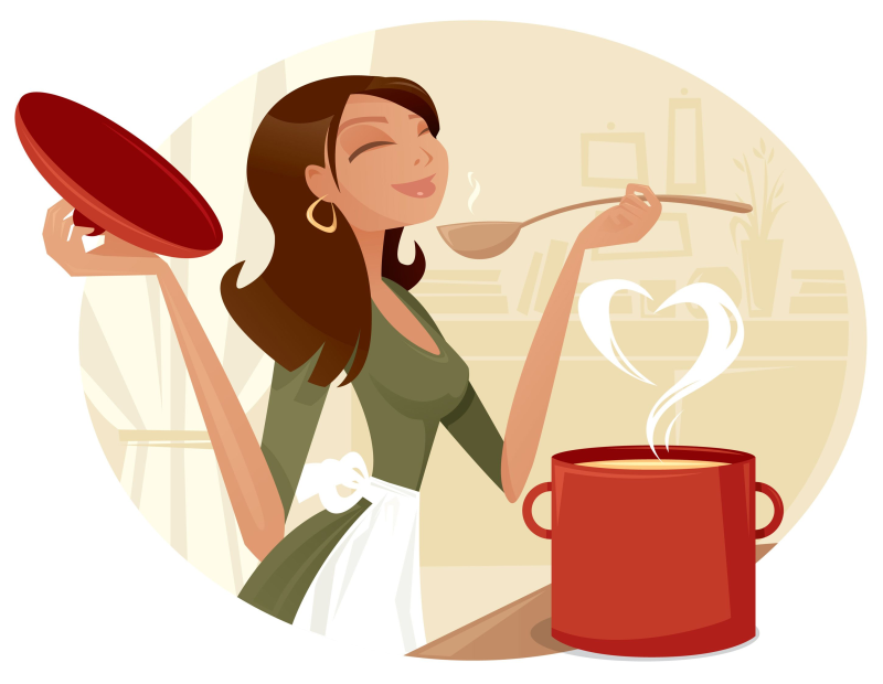 Хозяюшка на кухне иллюстрация