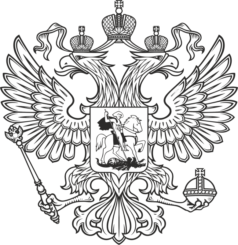 Герб РФ черно белый на щите