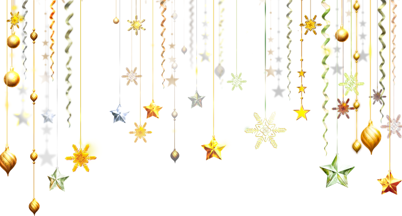 Новогодние элементы на прозрачном фоне
