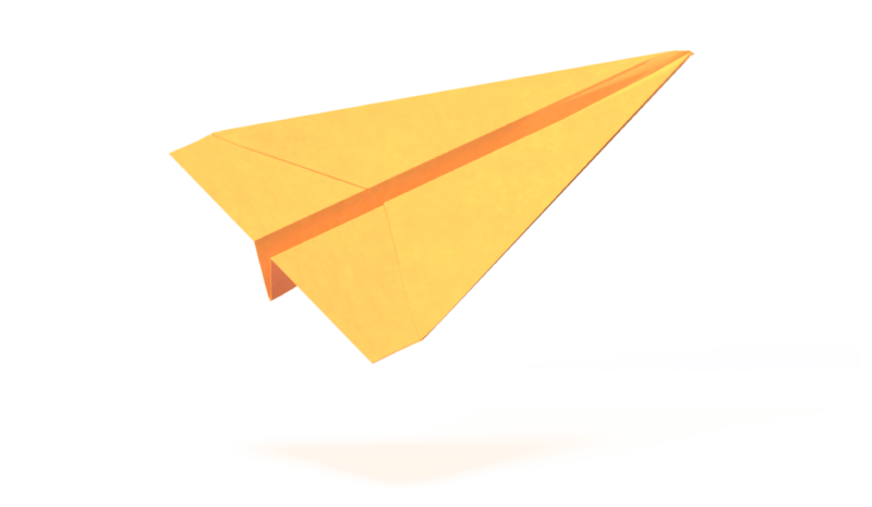 Желтый бумажный самолетик