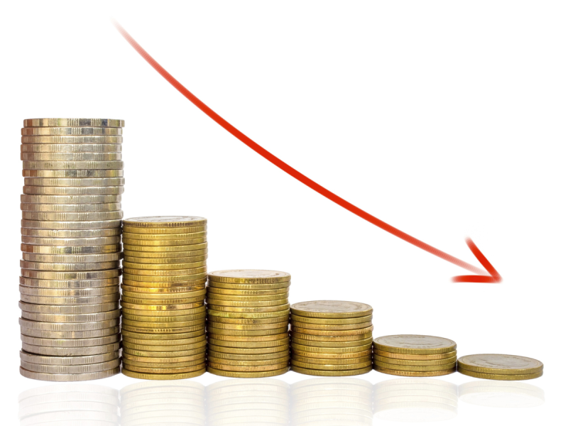 Снижение затрат на прозрачном фоне