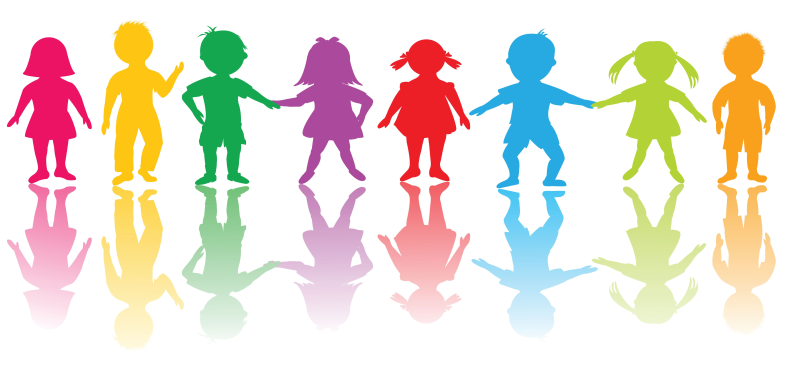 Силуэты детей цветные
