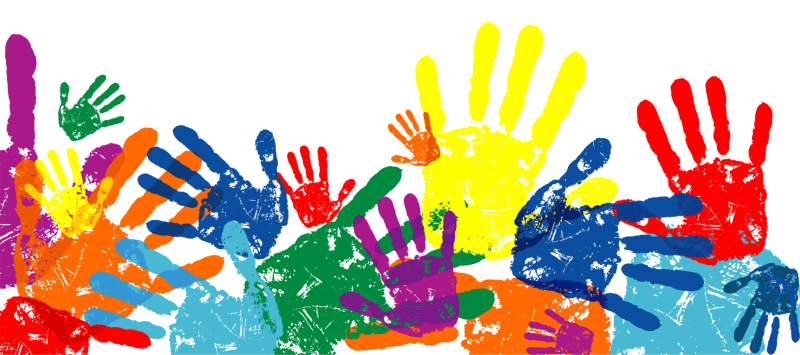 Цветные ладошки на прозрачном фоне