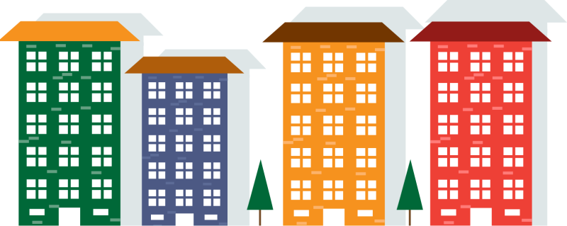 Рисунок многоэтажного дома для детей