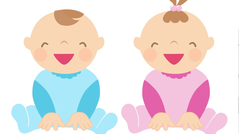 Малыши мальчик и девочка вектор