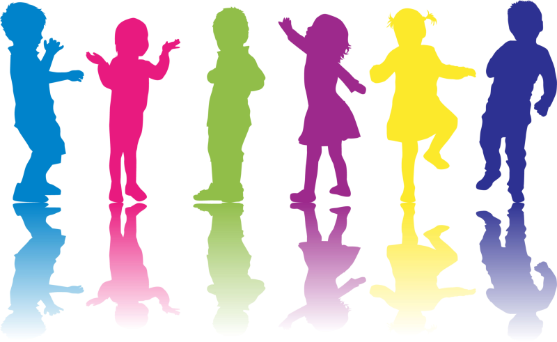 Разноцветные силуэты детей